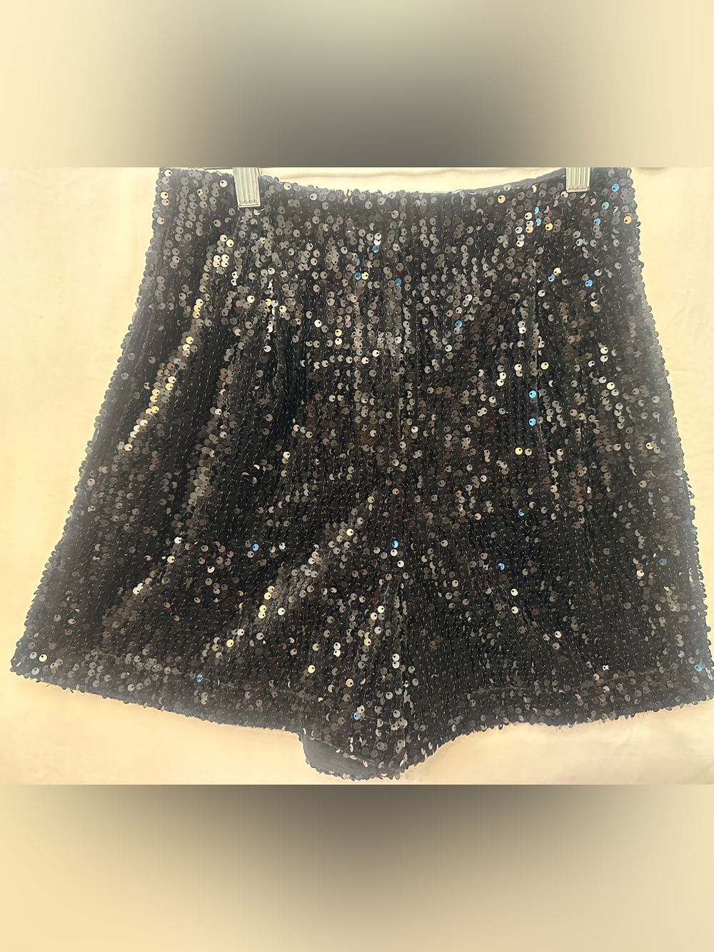 Zara Black Sequin High Rise Shorts Size XS Party Holiday NYE